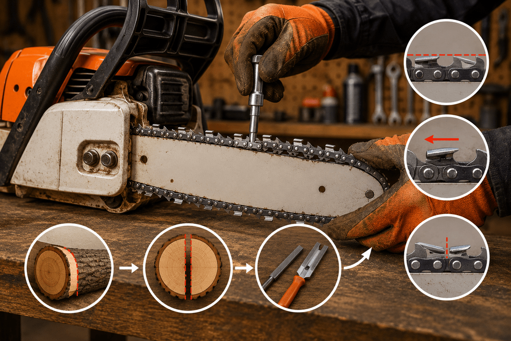 Can a bent guide bar cause crooked cuts?